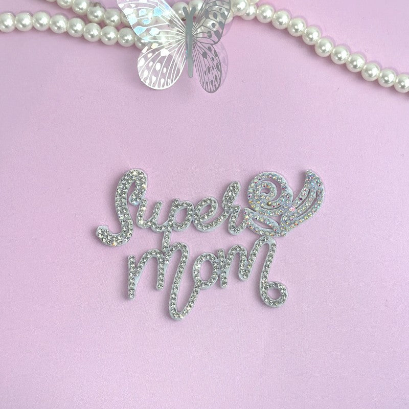 Wholesale 5PCS/PACK Mother's Day Sparkling Diamond Acrylic Cake Decoration